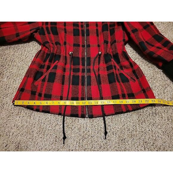 Vtg 80s/90s Ms New Yorker Buffalo Plaid Jacket Faux Fur Collar Shoulder Pad RARE - Picture 15 of 16